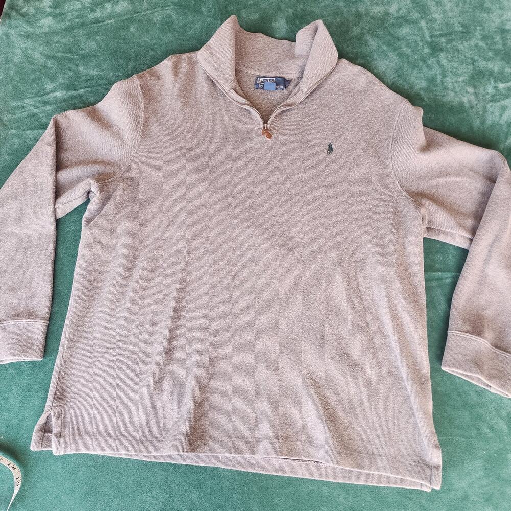 Polo Ralph Lauren Gray Quarter Zip Pullover Sweater XL Cotton Preppy Classic